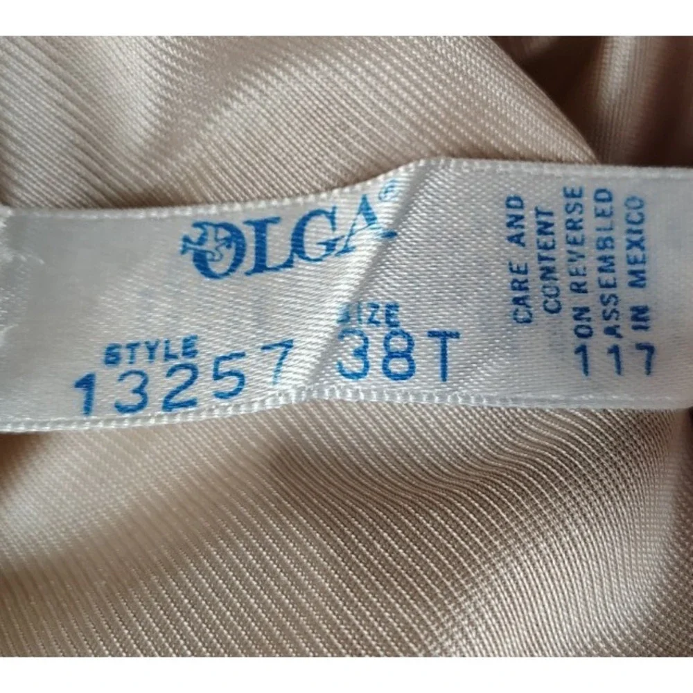 Olga 13257 38T Full Slip Nude Nylon Tricot‎ Lace Trim Bust Vintage Tall Lingerie